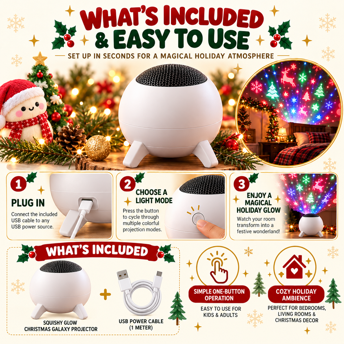 Squishyglow™ Holiday Light Projector